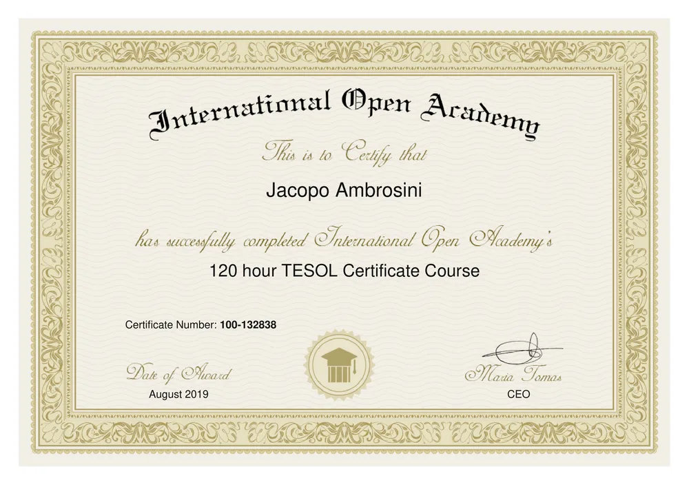 TESOL Certificate — International Open Academy