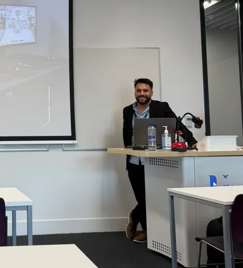 Jack before his talk at EUROCALL 2026 in Belfast