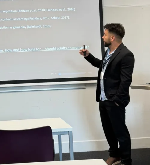 Jack presenting his research at EUROCALL 2026